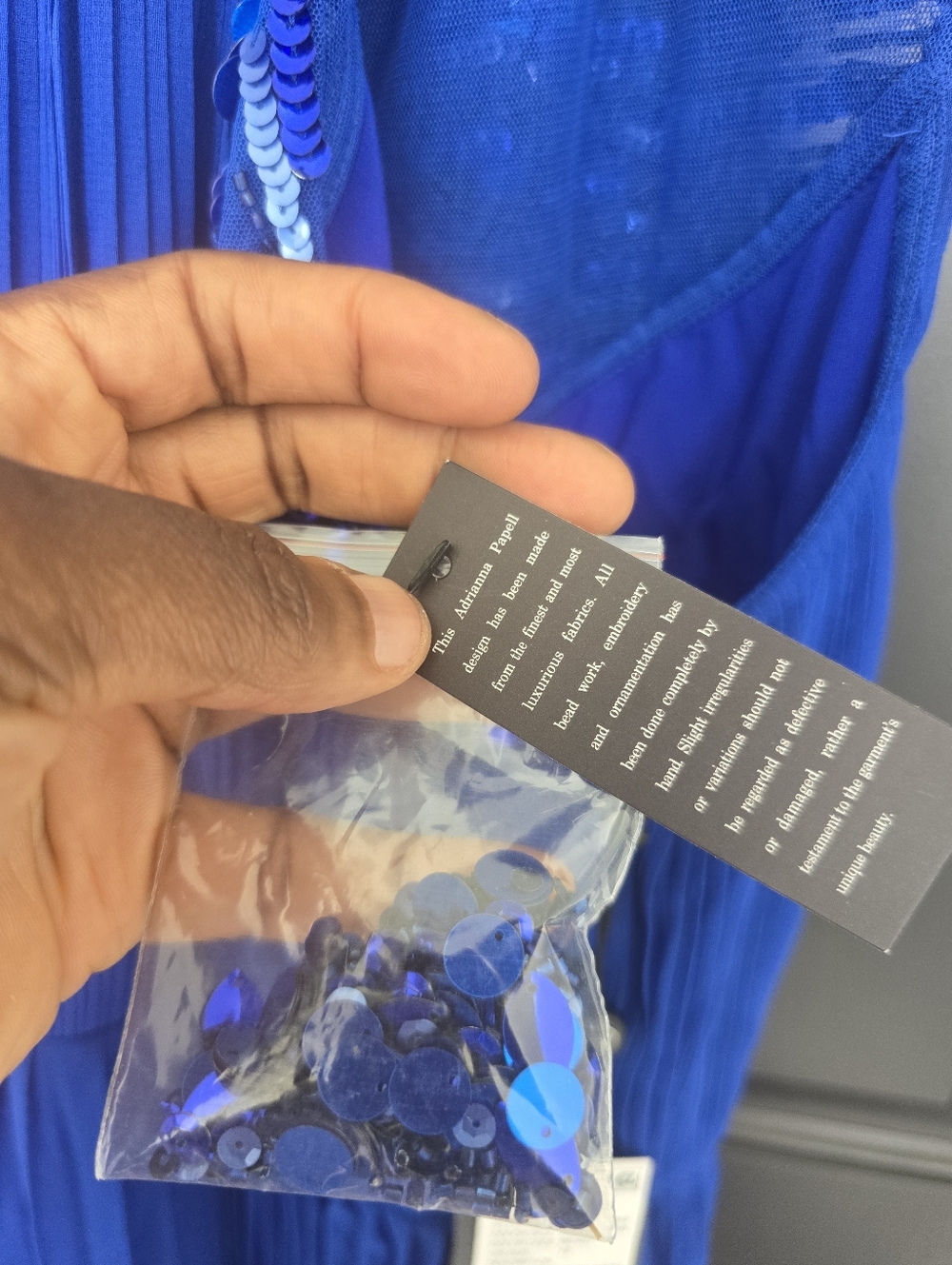 NWT Adrianna Papell Royal Blue Pleated Maxi Dress Sz 12 Sequin Sleeveless Formal - Picture 12 of 16
